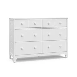 TORKCRAFT Moss 6 Drawer Double Kids Bedroom Dresser, 17.05x48.07x34.49(LxWxH) Inches (Pack Of 1), White