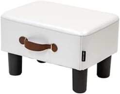 H&B Luxuries Footstool Small Ottoman, PU Leather Small Ottoman Foot Rest，16.14" Extended Rectangular Footstool With Carry，Ottoman For Living Room, Bedroom, Couch,Patio，Cloakroom (Light Brown) -Safavieh Furniture 310RBQCt5ZL. AC