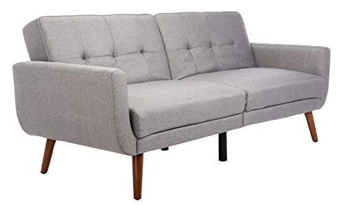 Safavieh Home Bushwick Modern Grey And Brown Foldable Futon Sofa Bed 5 Safavieh Home Bushwick Modern Grey And Brown Foldable Futon Sofa Bed - Image 5