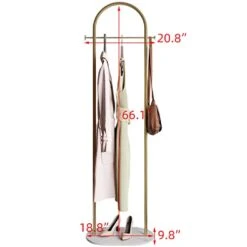 BIUYBGM Clothes Rack, Coat Rack Freestanding, Modern Coat Hanger Stand With White Glossy Slate Heavy Base Coat Stand, Clothing Rack For Jacket Hanger Stand(Gold) -Safavieh Furniture 310VmxYbEKL