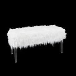 Silverwood Vanessa Fur Storage Bench, White