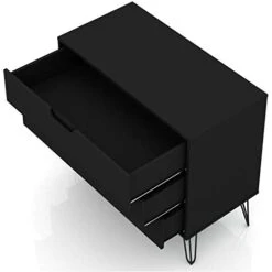 Manhattan Comfort Rockefeller Mid-Century Modern 3 Drawer Bedroom Dresser, 35.24", Black -Safavieh Furniture 310iGmFWR8L