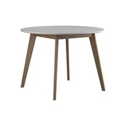 Coaster Furniture Breckenridge Round Matte White And Natural Oak Dining Table 192790