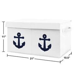 Sweet Jojo Designs Nautical Anchor Boy Girl Small Fabric Toy Bin Storage Box Chest For Baby Nursery Kid Room - Navy Blue White Ocean Sailboat Sea Marine Sailor Gender Neutral Anchors Away Collection 6 Sweet Jojo Designs Nautical Anchor Boy Girl Small Fabric Toy Bin Storage Box Chest For Baby Nursery Kid Room - Navy Blue White Ocean Sailboat Sea Marine Sailor Gender Neutral Anchors Away Collection -Safavieh Furniture 310ws3dogBL