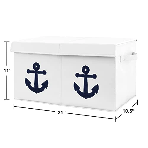 Sweet Jojo Designs Nautical Anchor Boy Girl Small Fabric Toy Bin Storage Box Chest For Baby Nursery Kid Room - Navy Blue White Ocean Sailboat Sea Marine Sailor Gender Neutral Anchors Away Collection 3 Sweet Jojo Designs Nautical Anchor Boy Girl Small Fabric Toy Bin Storage Box Chest For Baby Nursery Kid Room - Navy Blue White Ocean Sailboat Sea Marine Sailor Gender Neutral Anchors Away Collection - Image 3
