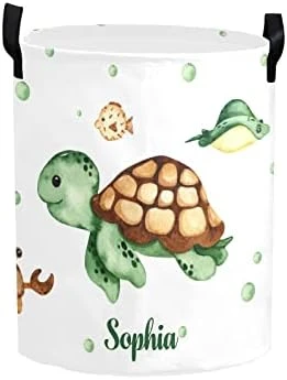 Personalized Laundry Basket Hamper,Cute Ocean Animal,Collapsible Storage Baskets With Handles For Kids Room,Clothes, Nursery Decor 6 Personalized Laundry Basket Hamper,Cute Ocean Animal,Collapsible Storage Baskets With Handles For Kids Room,Clothes, Nursery Decor - Image 6