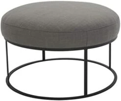 Amazon Brand – Rivet Revere Round Leather Iron-Framed Ottoman, 30.3"W, Cognac -Safavieh Furniture 311BgMN6aML. AC