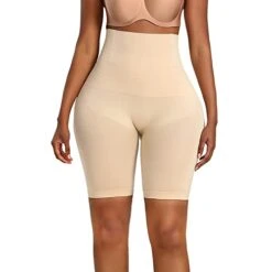 MatureGirl Women Shapewear Shorts Boyshorts High Waisted Body Shaper Shorts Thigh Slimmer Plus Size Corset Dresses (Beige, M)