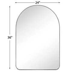 TEEBARN Brushed Nickel Arched Mirror 24x36 Wall Mounted Bathroom Mirror With Metal Frame Arched Top Vanity Mirror For Wall Decor Hangs Vertically -Safavieh Furniture 311M8pM3e9L