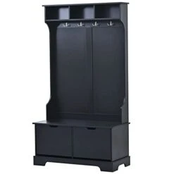 NCKMYB Entryway Hall Tree Coat Rack Bench With Shoes Storage Cabinet, Mudroom Bench Entryway Organizer With Shoe Rack Hooks Shelves, For Entrance Corner Hallway, Grey -Safavieh Furniture 311P2sJ9qZL