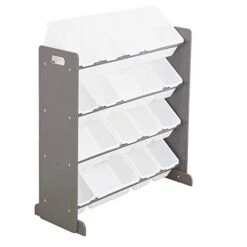 MengK Wooden Kids' Toy Storage Organizer With 16 Plastic Bins,X-Large, Gray/White 8 MengK Wooden Kids' Toy Storage Organizer With 16 Plastic Bins,X-Large, Gray/White -Safavieh Furniture 311RXKxKlLL