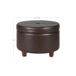 HomePop Round Leatherette Storage Ottoman With Lid, Chocolate Brown Large 16 HomePop Round Leatherette Storage Ottoman With Lid, Chocolate Brown Large -Safavieh Furniture 311ReYbpS0L