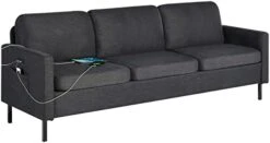 STHOUYN 56" W Fabric Loveseat Sofa With 2 USB, Small Couches For Living Room, Bedroom, Office, Easy Assembly & Comfy Cushion, Dark Grey -Safavieh Furniture 311mVhZd26L. AC