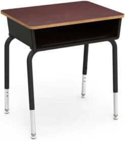 Virco 785 School Desk For Students In Grades Elementary - University, Plastic Open-Front Book Box For Classrooms, Adjustable Legs - Grey Nebula Laminate Top (2 Desks) -Safavieh Furniture 311ppAHtWxS. AC