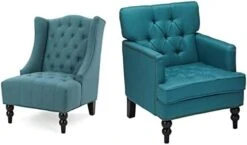 Christopher Knight Home Toddman High-Back Velvet Club Chair, Grey & GDFStudio Leona Modern Glam Tufted Velvet Wingback Loveseat, Gray And Dark Brown -Safavieh Furniture 312Ds6NJEL. AC