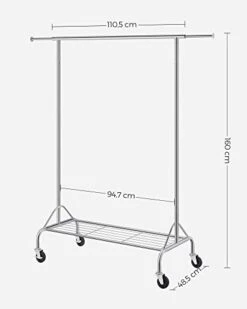 SONGMICS Heavy Duty Metal Clothes Rail With Shoes Shelf, Maximum Load Of 50 Kg, One Rod, Silver 11 SONGMICS Heavy Duty Metal Clothes Rail With Shoes Shelf, Maximum Load Of 50 Kg, One Rod, Silver -Safavieh Furniture 312GZxzsr5L