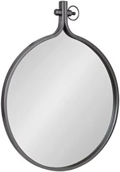 Kate And Laurel Yitro Round Industrial Modern Metal Framed Wall Mirror, 23.5x28.5, Black -Safavieh Furniture 312I5EJep1L. AC
