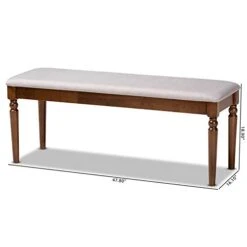 BOWERY HILL Modern Grey Upholstered And Walnut Brown Finished Wood Dining Bench -Safavieh Furniture 312KqE0blOL