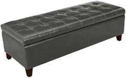 Homebeez Faux Leather Storage Ottoman Bench, Tufted Foot Rest Stool With Lift-Top & Nailhead Trim (Red/Large) -Safavieh Furniture 312OF0sLSNL. AC