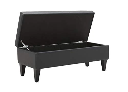 Amazon Brand – Rivet Channel-Tufted Velvet Storage Ottoman With Soft-Close Hinge, 45.3"W, Black 3 Amazon Brand – Rivet Channel-Tufted Velvet Storage Ottoman With Soft-Close Hinge, 45.3"W, Black - Image 3