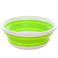 ONGHAHYIS Folding Collapsible Wash Basin Folding Bucket Portable Camping Fishing Car Washing Tool For Kitchen Barthroom Wash Vegetables Fruit Portable Basin (Color : Green)