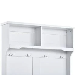 P PURLOVE Hall Tree With Storage Bench, With Shelves Cabinet And 4 Hooks, 3-in-1 Design, White 11 P PURLOVE Hall Tree With Storage Bench, With Shelves Cabinet And 4 Hooks, 3-in-1 Design, White -Safavieh Furniture 3138bkq7VPL