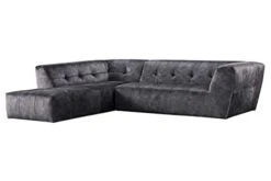 Acanva Luxury Mid-Century Velvet Tufted Low Back Sofa Set L-Shape 2-Piece Living Room Couch, 113"W Left Hand Facing Sectional, Grey -Safavieh Furniture 313G396dtgL