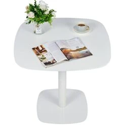 VONLUCE Modern Dining Table, 32 Inch Square Tulip Table With MDF Top And Steel Base, Small Pedestal Table For Dining Room Kitchen Living Room More, Mid Century Kitchen Table With 220lb Capacity, White