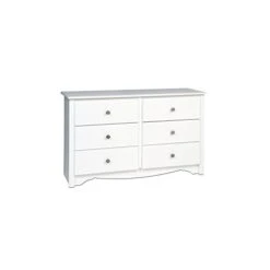 Prepac Monterey 6 Drawer Dresser For Bedroom, 16" D X 48" W X 29" H, White