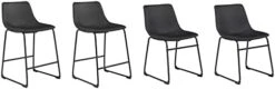 Signature Design By Ashley Centiar 24" Counter Height Modern Bucket Barstool Set Of 2,Faux Leather, Brown -Safavieh Furniture 313S1Gine1L. AC