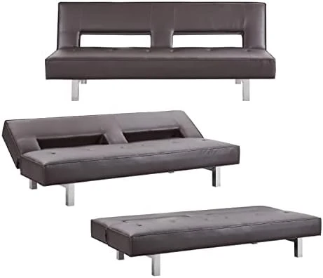 Astrid Futon Sofa Bed Faux Leather Futon Couch Modern Convertible Folding Sofa/Bed Couch With Chrome Legs Reclining Mini Coach Leather Futons Small Couch For Bedroom Living Rooms, Office - Caramel 7 Astrid Futon Sofa Bed Faux Leather Futon Couch Modern Convertible Folding Sofa/Bed Couch With Chrome Legs Reclining Mini Coach Leather Futons Small Couch For Bedroom Living Rooms, Office - Caramel - Image 7