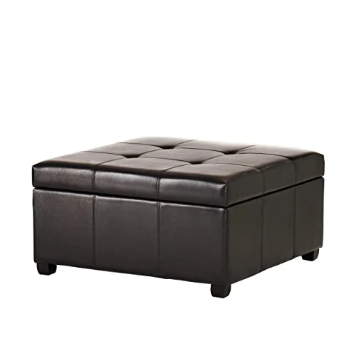 Christopher Knight Home Carlsbad Bonded Leather Storage Ottoman, Espresso 1 Christopher Knight Home Carlsbad Bonded Leather Storage Ottoman, Espresso