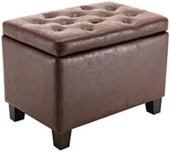 Wovenbyrd Classic 24-Inch Wide Rectangular Tufted Storage Ottoman Footstool With Hinged Lid, Cream Fabric -Safavieh Furniture 314V7bkATmL. AC