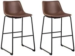 Signature Design By Ashley Centiar 24" Counter Height Modern Bucket Barstool Set Of 2,Faux Leather, Brown -Safavieh Furniture 314WmxScdL. AC