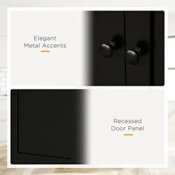 HOMCOM Freestanding Modern 4 Door Kitchen Pantry, Storage Cabinet Organizer With 6-Tier Shelves, And 4 Adjustable Shelves, Black -Safavieh Furniture 314tO9BrZnL