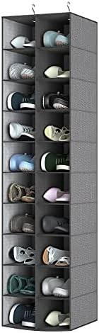 Coastal Rose Hanging Shoe Organizer For Closet, 20 Sections Hanging Closet Organizers And Storage Shelves, Space Saving Shoe Storage Rack Holder, Grey, 12''W×12''Dx 50''H 12 Coastal Rose Hanging Shoe Organizer For Closet, 20 Sections Hanging Closet Organizers And Storage Shelves, Space Saving Shoe Storage Rack Holder, Grey, 12''W×12''Dx 50''H - Image 12