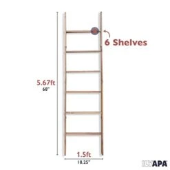 Blanket Ladder For The Living-Room - Rustic Decorative Quilt Ladder With Folding Construction For Easy Storage, Brown Weathered Wood