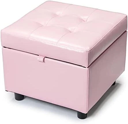 H&B Luxuries Tufted Leather Square Flip Top Storage Ottoman Cube Foot Rest (Black) 12 H&B Luxuries Tufted Leather Square Flip Top Storage Ottoman Cube Foot Rest (Black) - Image 12