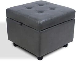 H&B Luxuries Tufted Leather Square Flip Top Storage Ottoman Cube Foot Rest (Black) 23 H&B Luxuries Tufted Leather Square Flip Top Storage Ottoman Cube Foot Rest (Black) -Safavieh Furniture 3154PNOY7qL. AC