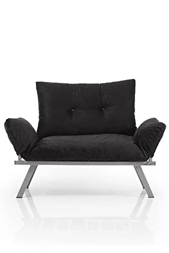 GENERIC HT Design Alin Extra Wide Modern Futon Loveseat For Living Rooms And Bedroom, Removable Cushions, 49" Wide Furniture For Guest Room Studio Apartments, Black 1 GENERIC HT Design Alin Extra Wide Modern Futon Loveseat For Living Rooms And Bedroom, Removable Cushions, 49" Wide Furniture For Guest Room Studio Apartments, Black