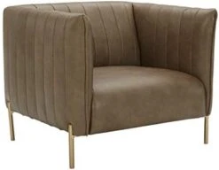 Amazon Brand – Rivet Frederick Mid-Century Channel Tufted Leather Sofa Couch, 77.5"W, Taupe -Safavieh Furniture 3159sijELAL. AC