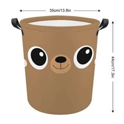 HoaMoya Collapsible Cartoon Bear Face Laundry Hamper Cute Animal Face Nursery Hamper Large Waterproof Clothes Toy Storage Basket Bin For Kids Boys Girls Bedroom Bathroom