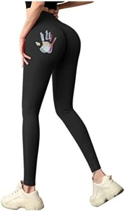 High Women's Hip Fitness Hip Printed Waist Tight-Fitting Pants Sports Peach Yoga Pants Yoga Pants Maternity Bell Bottoms (Black, M) -Safavieh Furniture 315mJ7YxHAL. AC