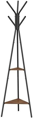 VASAGLE Coat Rack Freestanding, Coat Hanger Stand, Hall Tree With 2 Shelves, For Clothes, Hat, Bag, Industrial Style, Rustic Brown And Black URCR16BX 8 VASAGLE Coat Rack Freestanding, Coat Hanger Stand, Hall Tree With 2 Shelves, For Clothes, Hat, Bag, Industrial Style, Rustic Brown And Black URCR16BX - Image 8
