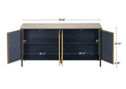 GENERIC Sideboard Buffet Cabinet, Kitchen Storage Cabinet Console Televison Table With Pop-up Doors For Living Room Home Furniture (Blue Gold)