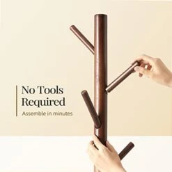 Pipishell Coat Rack, Wooden Coat Rack Stand With 3 Height Options And 8 Hooks, Sturdy Freestanding Coat Rack For Clothes/Bags/Hats, Coat Rack For Home/Office/Entryway/Hallway, PIWCR01, Brown -Safavieh Furniture 3163Qc4U3ZL