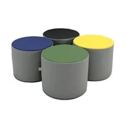 Factory Direct Partners 12763-NV SoftScape 15" Round Two-Tone Accent Ottoman For Ages 4-7 (4-Piece) - Navy -Safavieh Furniture 316KSXswsL