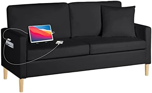 TYBOATLE Modern Faux Leather Living Room Furniture Sectional Sofa Sets 2 Pieces, Loveseat Couch W/ 2 USB Charging Ports And Comfy Accent Arm Chair For Small Space, Apartment, Office, Studio (Black) 8 TYBOATLE Modern Faux Leather Living Room Furniture Sectional Sofa Sets 2 Pieces, Loveseat Couch W/ 2 USB Charging Ports And Comfy Accent Arm Chair For Small Space, Apartment, Office, Studio (Black) - Image 8