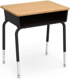 Virco 785 School Desk For Students In Grades Elementary - University, Plastic Open-Front Book Box For Classrooms, Adjustable Legs - Grey Nebula Laminate Top (2 Desks) -Safavieh Furniture 316ec3dCFSS. AC