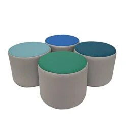 Factory Direct Partners 12763-NV SoftScape 15" Round Two-Tone Accent Ottoman For Ages 4-7 (4-Piece) - Navy -Safavieh Furniture 316zQBQU7L